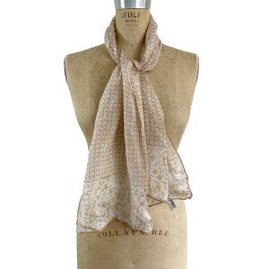 Baar and Beard narrow scarf - tan on ecru floral
